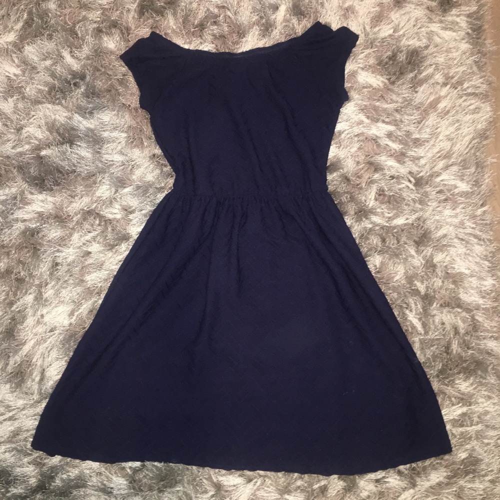 Navy blue off the shoulder dress